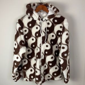 PACSUN Full Zip Ying Yang Sherpa Hoodie